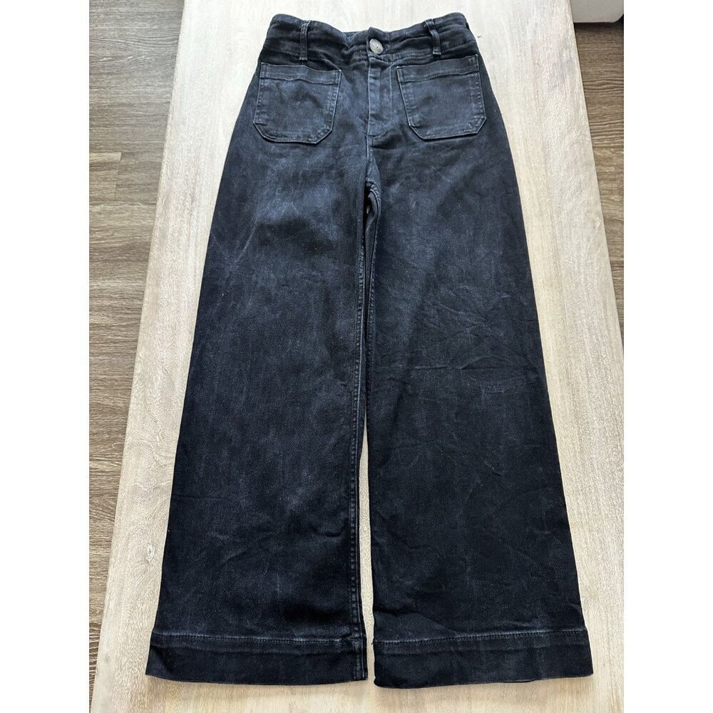 Anthropologie Maeve The Colette High-Rise Crop Wide-Leg Jeans Washed Black 25